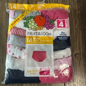 Fruit of the Loom size 4 girls 14 pack of briefs underwear NEW panties toddler